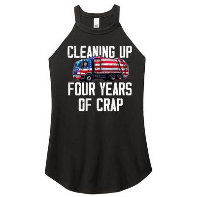 Cleaning Up Four Years Of Crap Funny Trump Garbage Women's Perfect Tri Rocker Tank