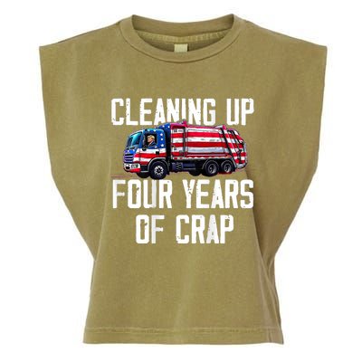 Cleaning Up Four Years Of Crap Funny Trump Garbage Garment-Dyed Women's Muscle Tee