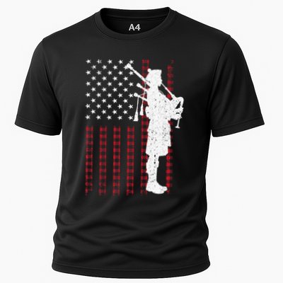 Cool Us Flag Bagpiper Design Bagpipe Players Cooling Performance Crew T-Shirt