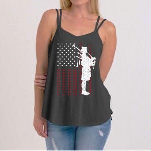 Cool Us Flag Bagpiper Design Bagpipe Players Women's Strappy Tank