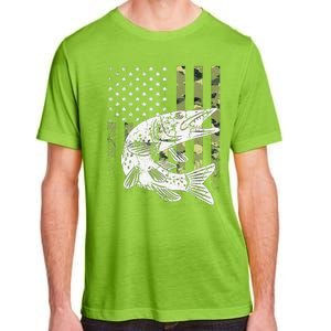 Camouflage USA Flag Patriotic Fisherman Gift Musky Fishing Adult ChromaSoft Performance T-Shirt