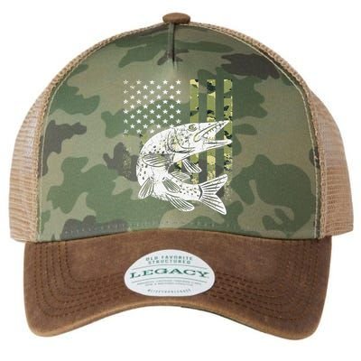Camouflage USA Flag Patriotic Fisherman Gift Musky Fishing Legacy Tie Dye Trucker Hat