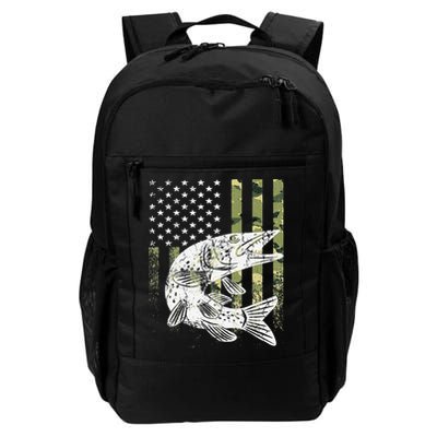 Camouflage USA Flag Patriotic Fisherman Gift Musky Fishing Backpack
