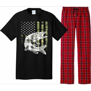 Camouflage USA Flag Patriotic Fisherman Gift Musky Fishing Pajama Set