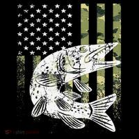 Camouflage USA Flag Patriotic Fisherman Gift Musky Fishing Premium T-Shirt