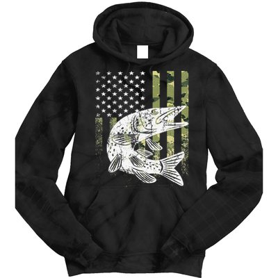 Camouflage USA Flag Patriotic Fisherman Gift Musky Fishing Tie Dye Hoodie