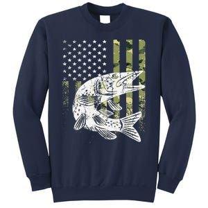 Camouflage USA Flag Patriotic Fisherman Gift Musky Fishing Sweatshirt