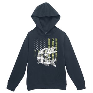 Camouflage USA Flag Patriotic Fisherman Gift Musky Fishing Urban Pullover Hoodie