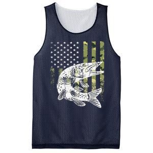 Camouflage USA Flag Patriotic Fisherman Gift Musky Fishing Mesh Reversible Basketball Jersey Tank