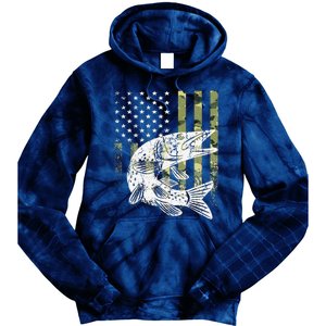 Camouflage USA Flag Patriotic Fisherman Gift Musky Fishing Tie Dye Hoodie