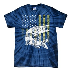 Camouflage USA Flag Patriotic Fisherman Gift Musky Fishing Tie-Dye T-Shirt