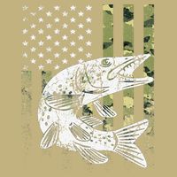 Camouflage USA Flag Patriotic Fisherman Gift Musky Fishing Button