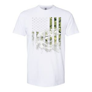 Camouflage USA Flag Patriotic Fisherman Gift Musky Fishing Softstyle CVC T-Shirt