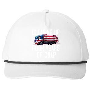 Cleaning Up Four Years Of Crap Funny Trump Garbage (On Back) Snapback Five-Panel Rope Hat