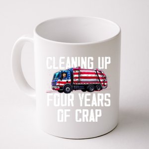 Cleaning Up Four Years Of Crap Funny Trump Garbage (On Back) Coffee Mug