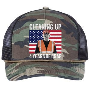 Cleaning Up Four Years Of Crap Funny Trump Garbage Retro Rope Trucker Hat Cap