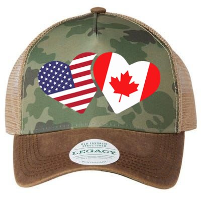 Canada Usa Flag Heart Canadian Americans Love Cute Legacy Tie Dye Trucker Hat