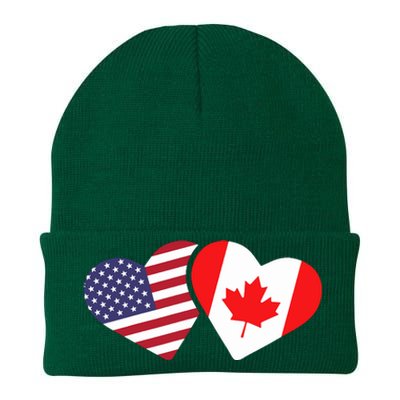 Canada Usa Flag Heart Canadian Americans Love Cute Knit Cap Winter Beanie