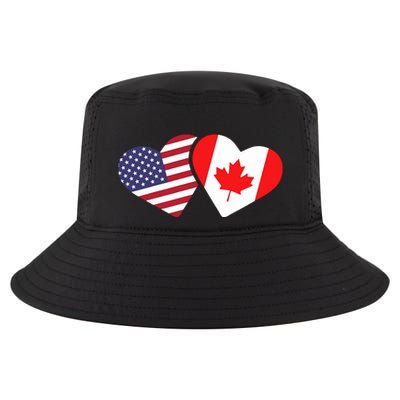 Canada Usa Flag Heart Canadian Americans Love Cute Cool Comfort Performance Bucket Hat