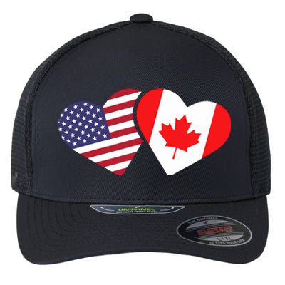 Canada Usa Flag Heart Canadian Americans Love Cute Flexfit Unipanel Trucker Cap