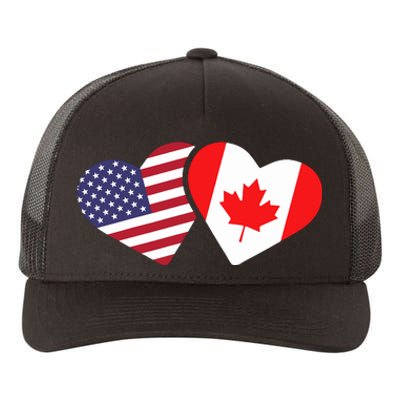 Canada Usa Flag Heart Canadian Americans Love Cute Yupoong Adult 5-Panel Trucker Hat