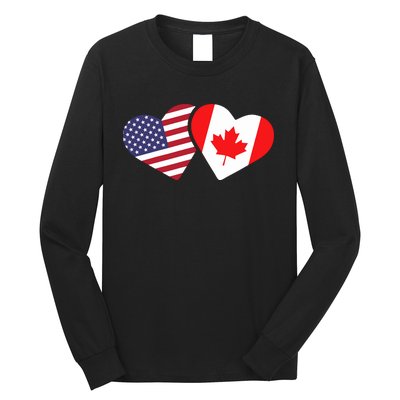 Canada Usa Flag Heart Canadian Americans Love Cute Long Sleeve Shirt