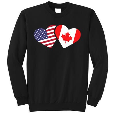 Canada Usa Flag Heart Canadian Americans Love Cute Sweatshirt