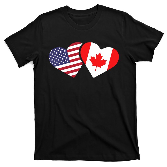 Canada Usa Flag Heart Canadian Americans Love Cute T-Shirt