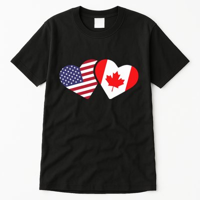 Canada Usa Flag Heart Canadian Americans Love Cute Tall T-Shirt