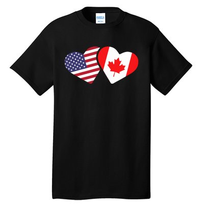 Canada Usa Flag Heart Canadian Americans Love Cute Tall T-Shirt