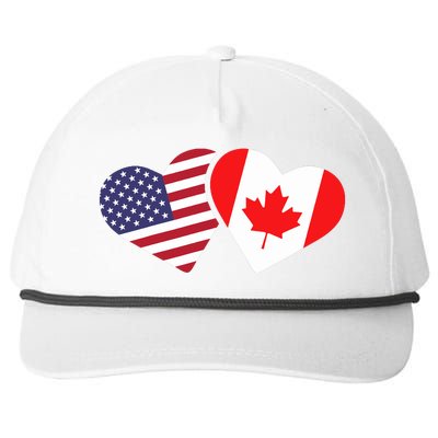 Canada Usa Flag Heart Canadian Americans Love Cute Snapback Five-Panel Rope Hat