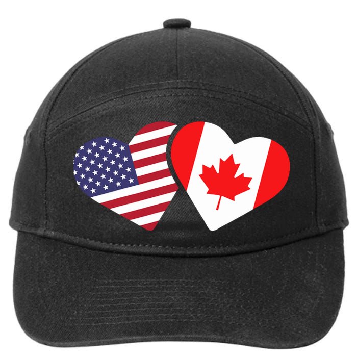 Canada Usa Flag Heart Canadian Americans Love Cute 7-Panel Snapback Hat