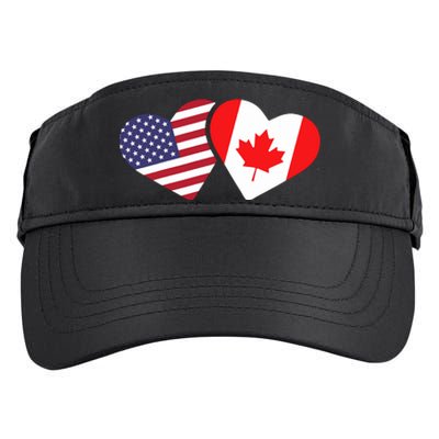 Canada Usa Flag Heart Canadian Americans Love Cute Adult Drive Performance Visor