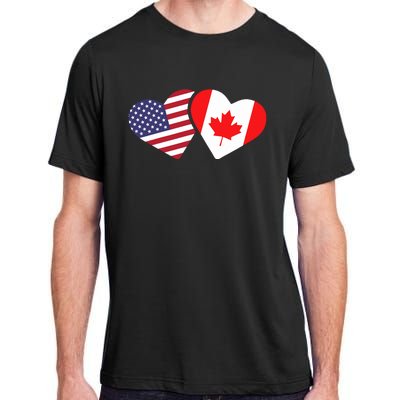 Canada Usa Flag Heart Canadian Americans Love Cute Adult ChromaSoft Performance T-Shirt