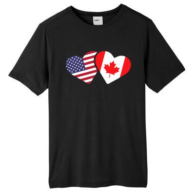 Canada Usa Flag Heart Canadian Americans Love Cute Tall Fusion ChromaSoft Performance T-Shirt