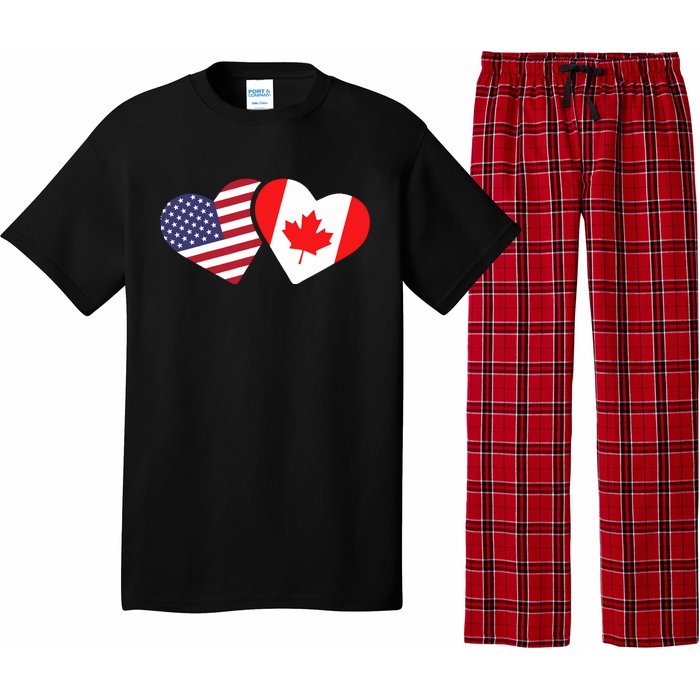 Canada Usa Flag Heart Canadian Americans Love Cute Pajama Set