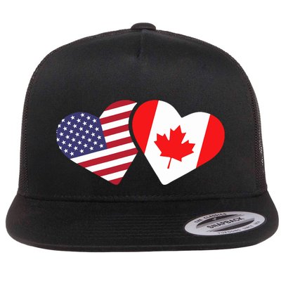 Canada Usa Flag Heart Canadian Americans Love Cute Flatbill Hat