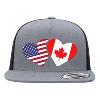 Canada Usa Flag Heart Canadian Americans Love Cute Flat Bill Trucker Hat