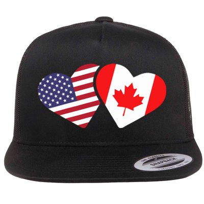 Canada Usa Flag Heart Canadian Americans Love Cute Flat Bill Trucker Hat