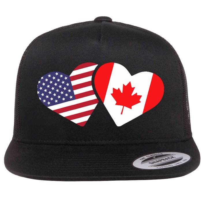 Canada Usa Flag Heart Canadian Americans Love Cute Flat Bill Trucker Hat