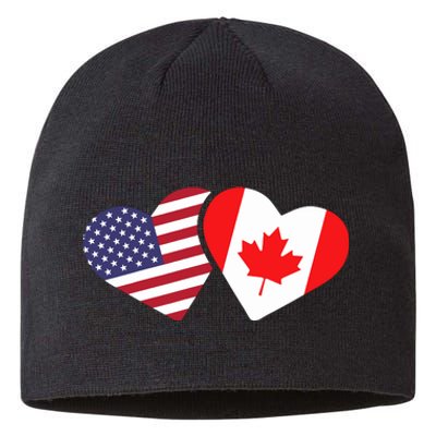 Canada Usa Flag Heart Canadian Americans Love Cute Sustainable Beanie