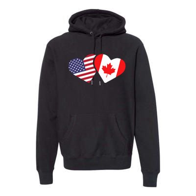 Canada Usa Flag Heart Canadian Americans Love Cute Premium Hoodie