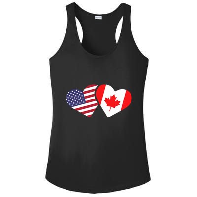 Canada Usa Flag Heart Canadian Americans Love Cute Ladies PosiCharge Competitor Racerback Tank