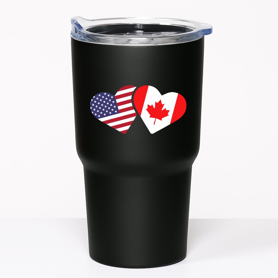 Canada Usa Flag Heart Canadian Americans Love Cute Tumbler