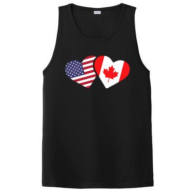 Canada Usa Flag Heart Canadian Americans Love Cute PosiCharge Competitor Tank