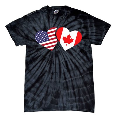 Canada Usa Flag Heart Canadian Americans Love Cute Tie-Dye T-Shirt