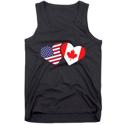 Canada Usa Flag Heart Canadian Americans Love Cute Tank Top