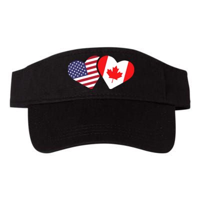 Canada Usa Flag Heart Canadian Americans Love Cute Valucap Bio-Washed Visor