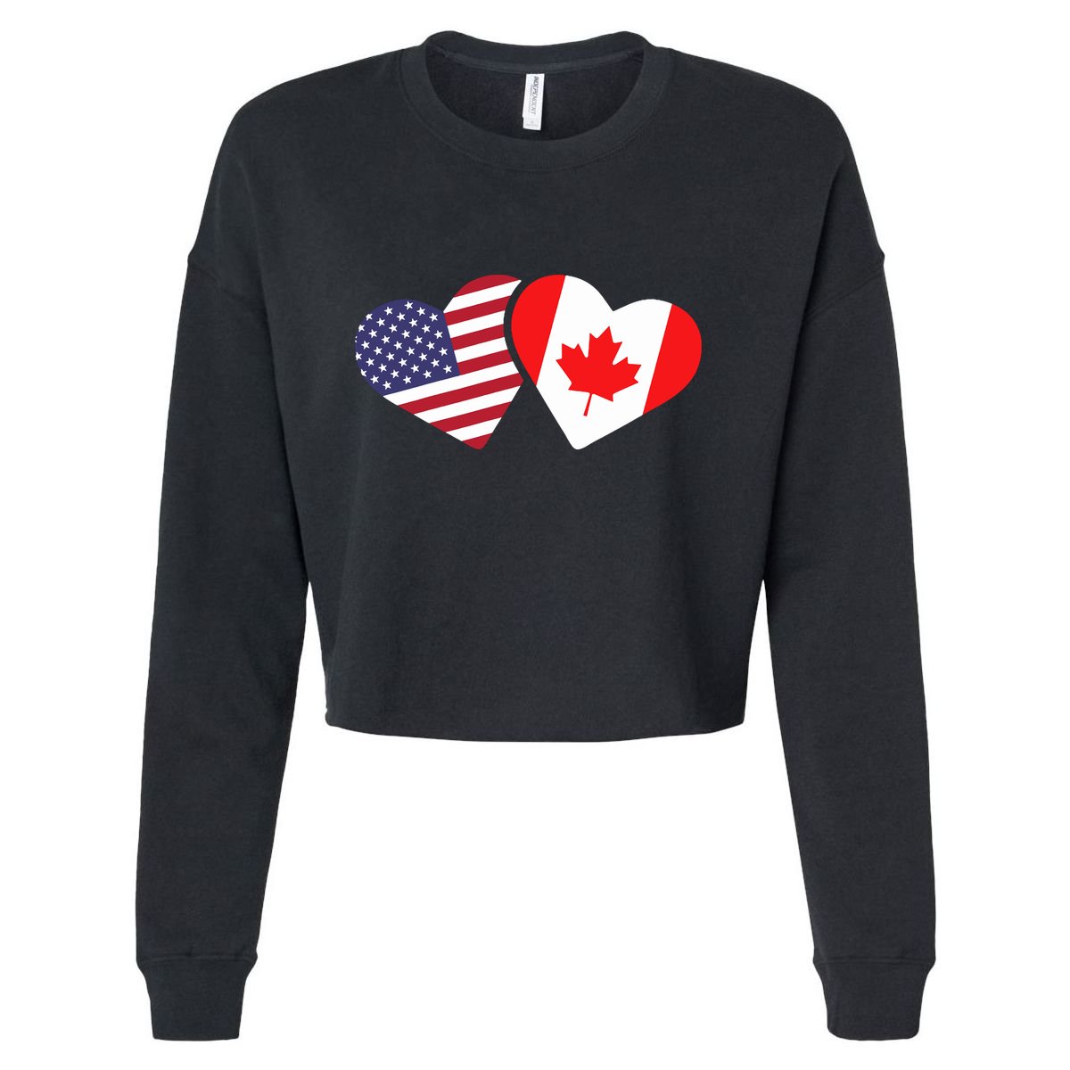 Canada Usa Flag Heart Canadian Americans Love Cute Cropped Pullover Crew