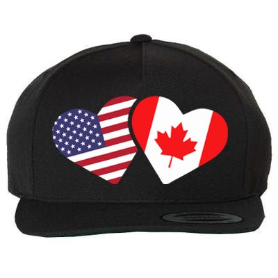 Canada Usa Flag Heart Canadian Americans Love Cute Wool Snapback Cap